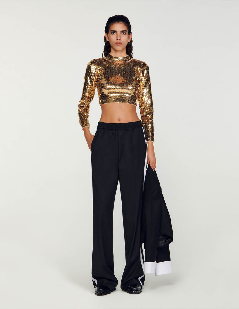 Sandro Cropped knit sweater with sequins