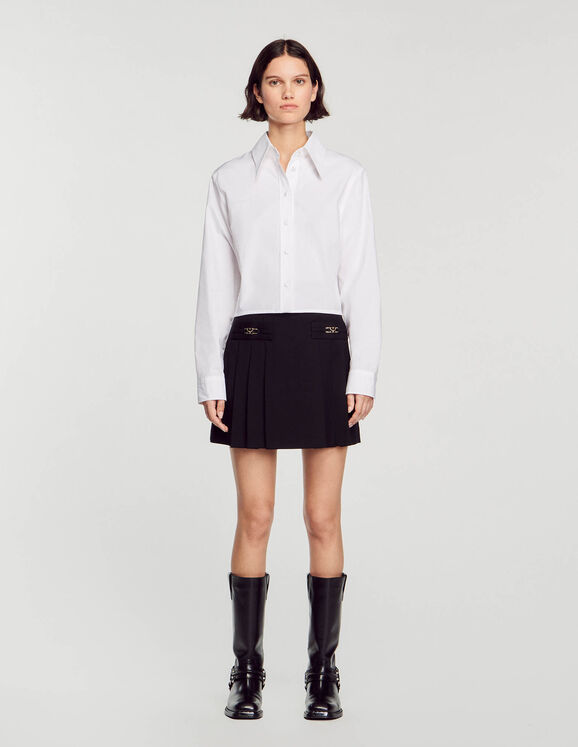Short skirt with stitched pleats - Skirts | Sandro Paris