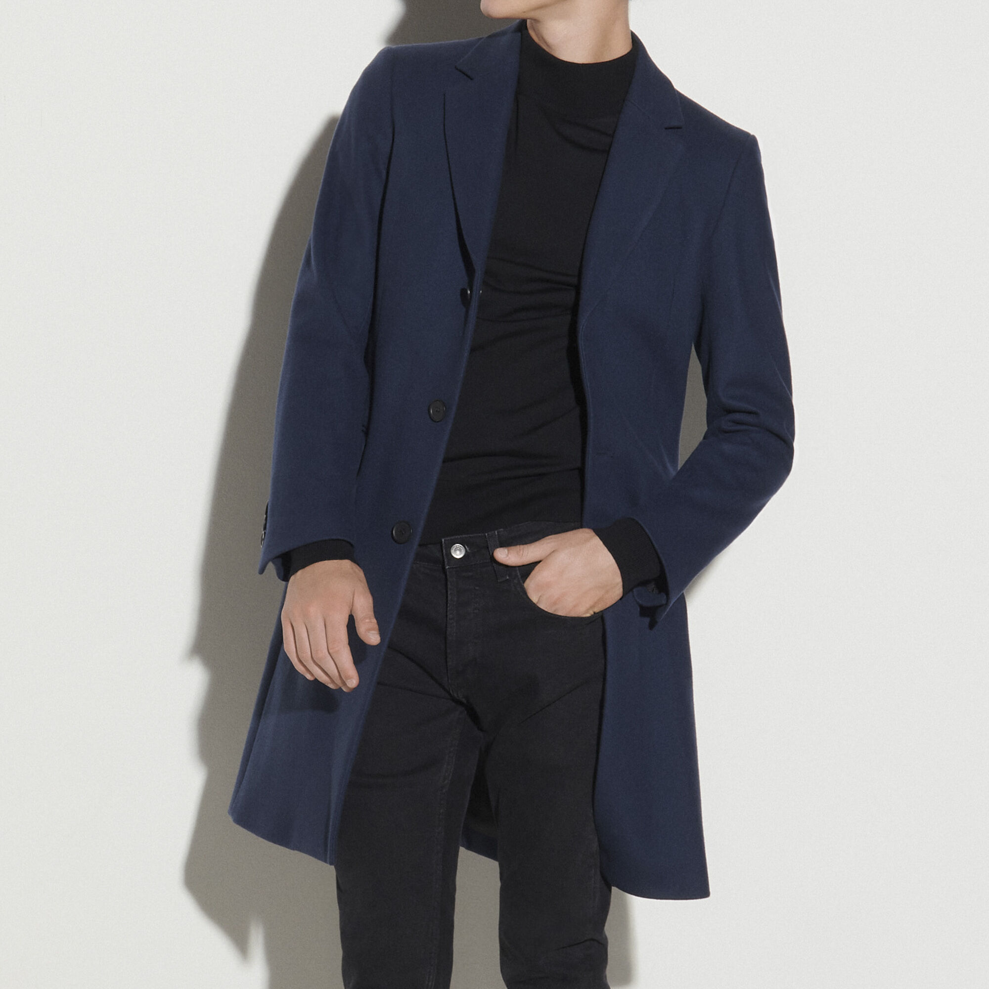 sandro black wool coat