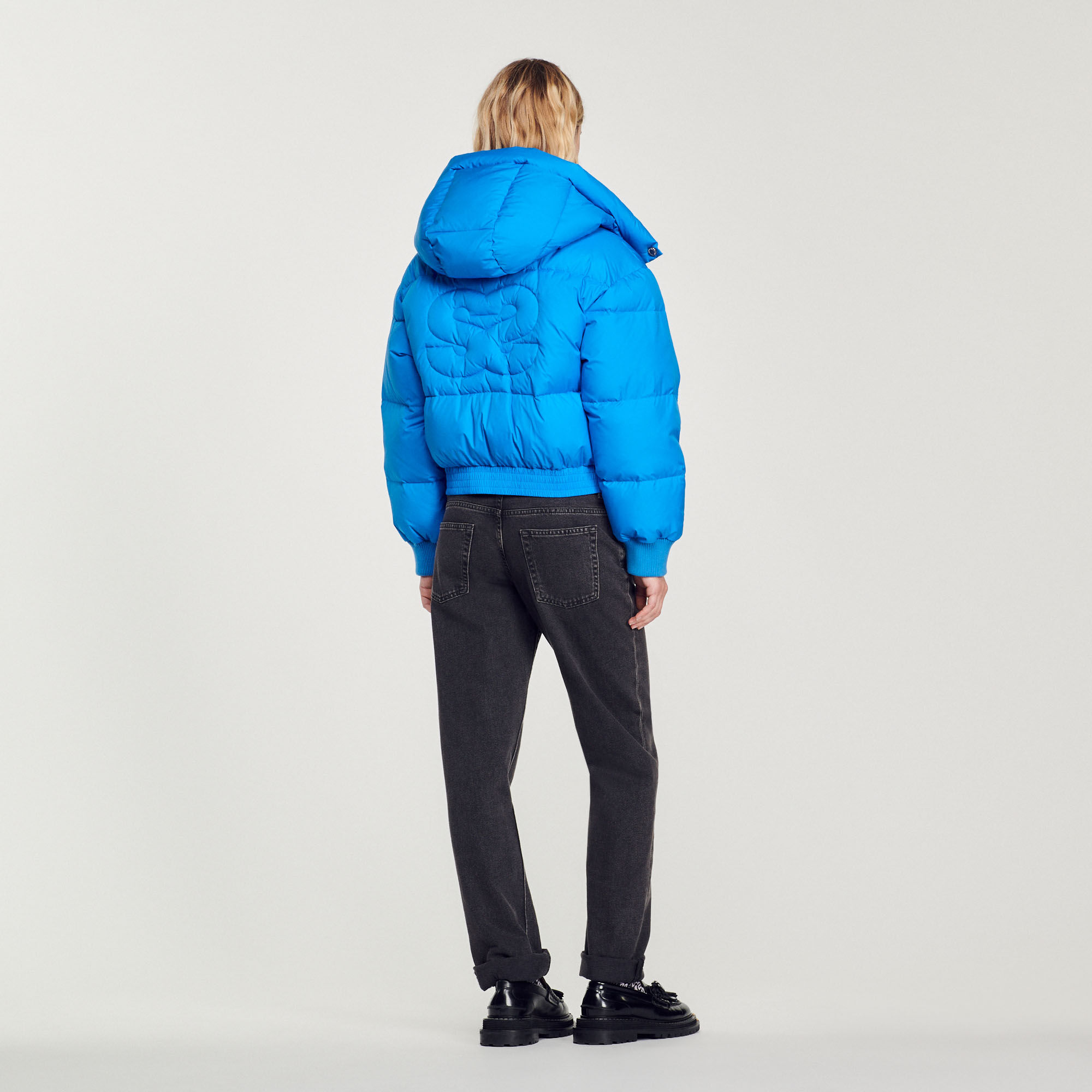 Short padded jacket with hood