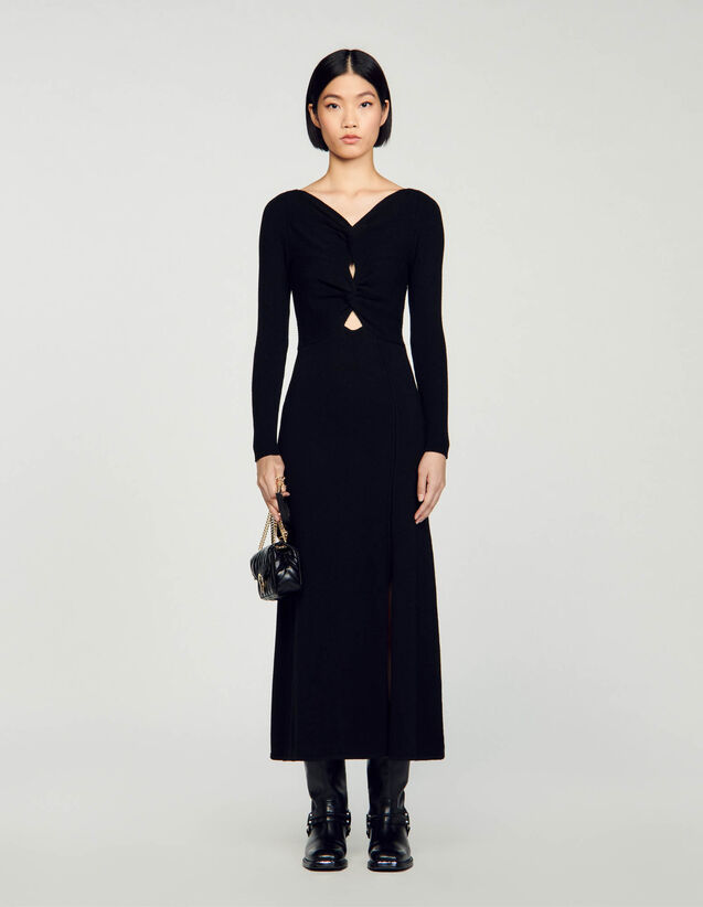 Cable knit dress Black US_Womens
