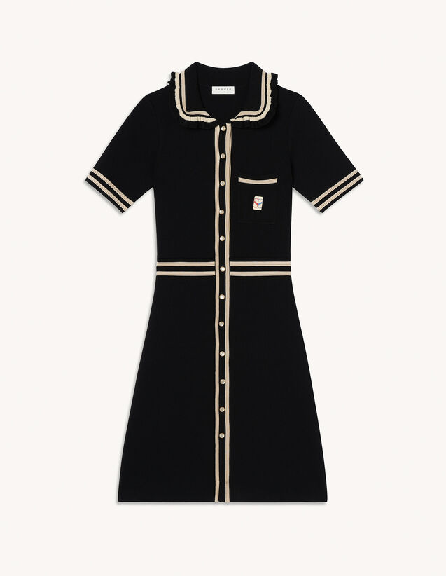 Short-sleeved dress with contrast trim - Dresses | Sandro Paris