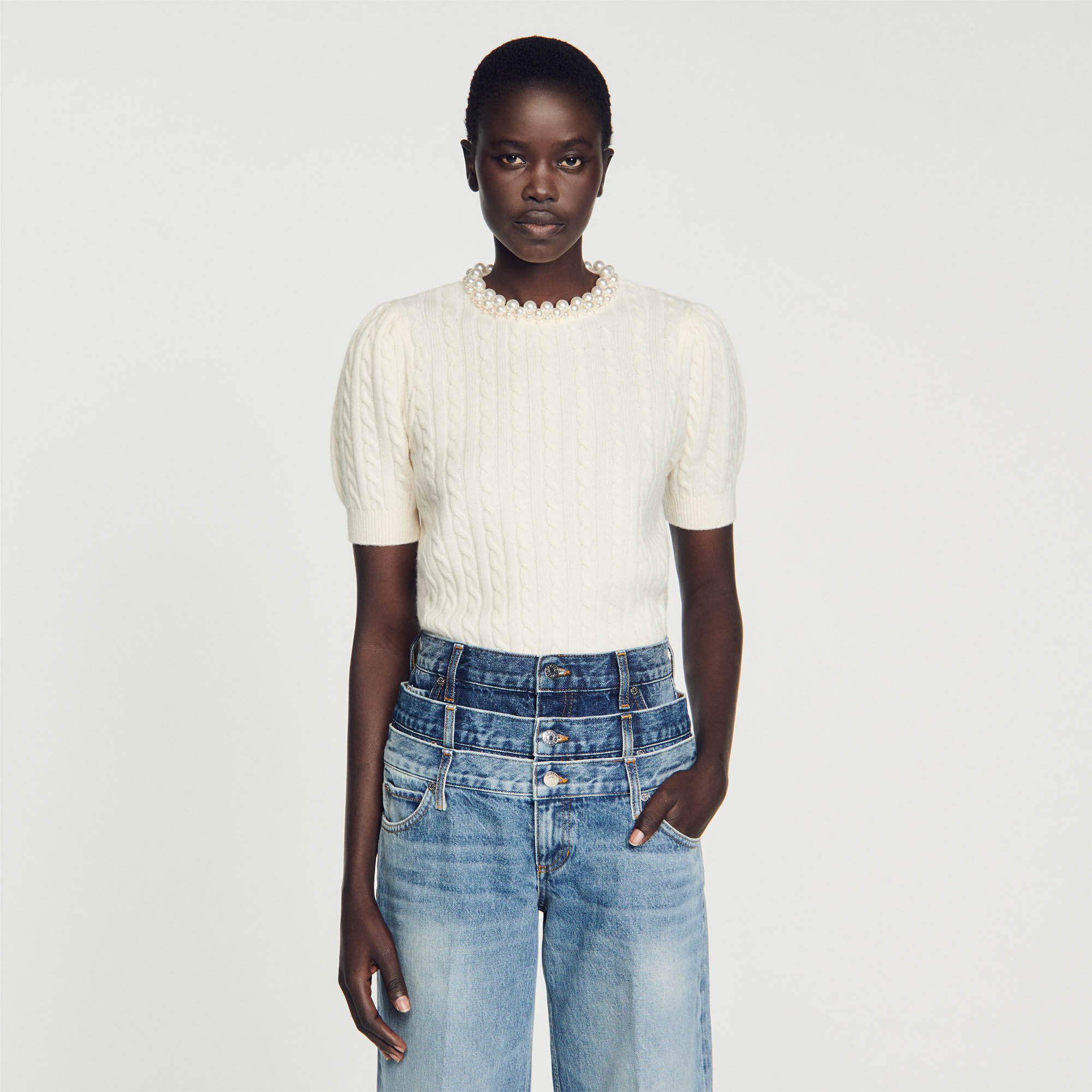 White crop shop knit jumper