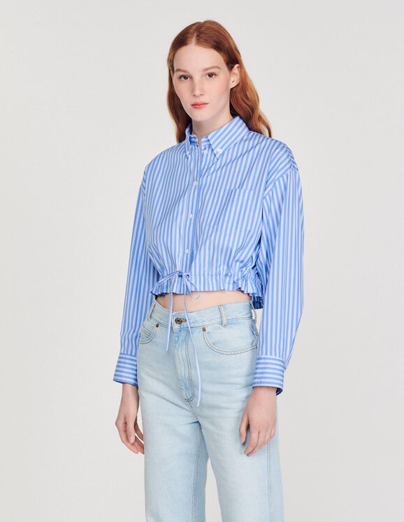 Cropped striped shirt - Tops & Shirts | Sandro Paris