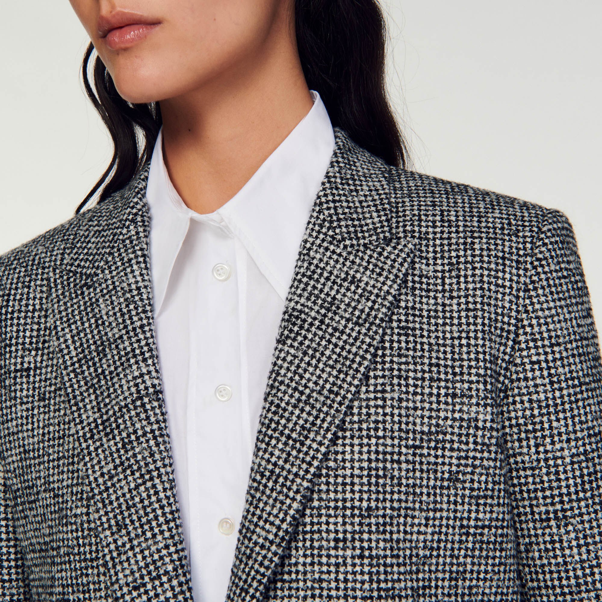 Long houndstooth cheap blazer