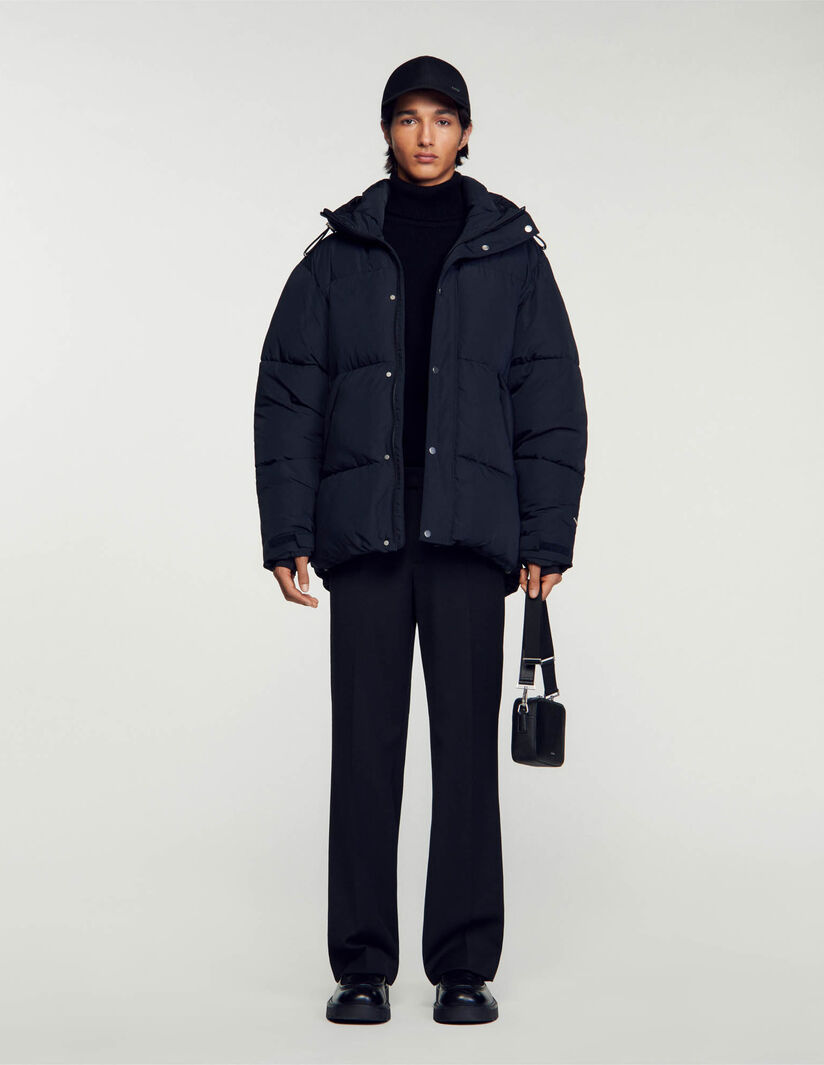 Sandro 3/4-length hooded puffer jacket
