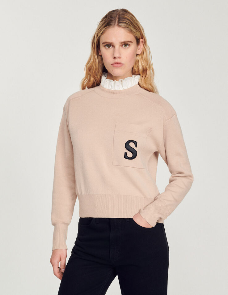 Sandro Sweater with contrasting ruffled collar. 2