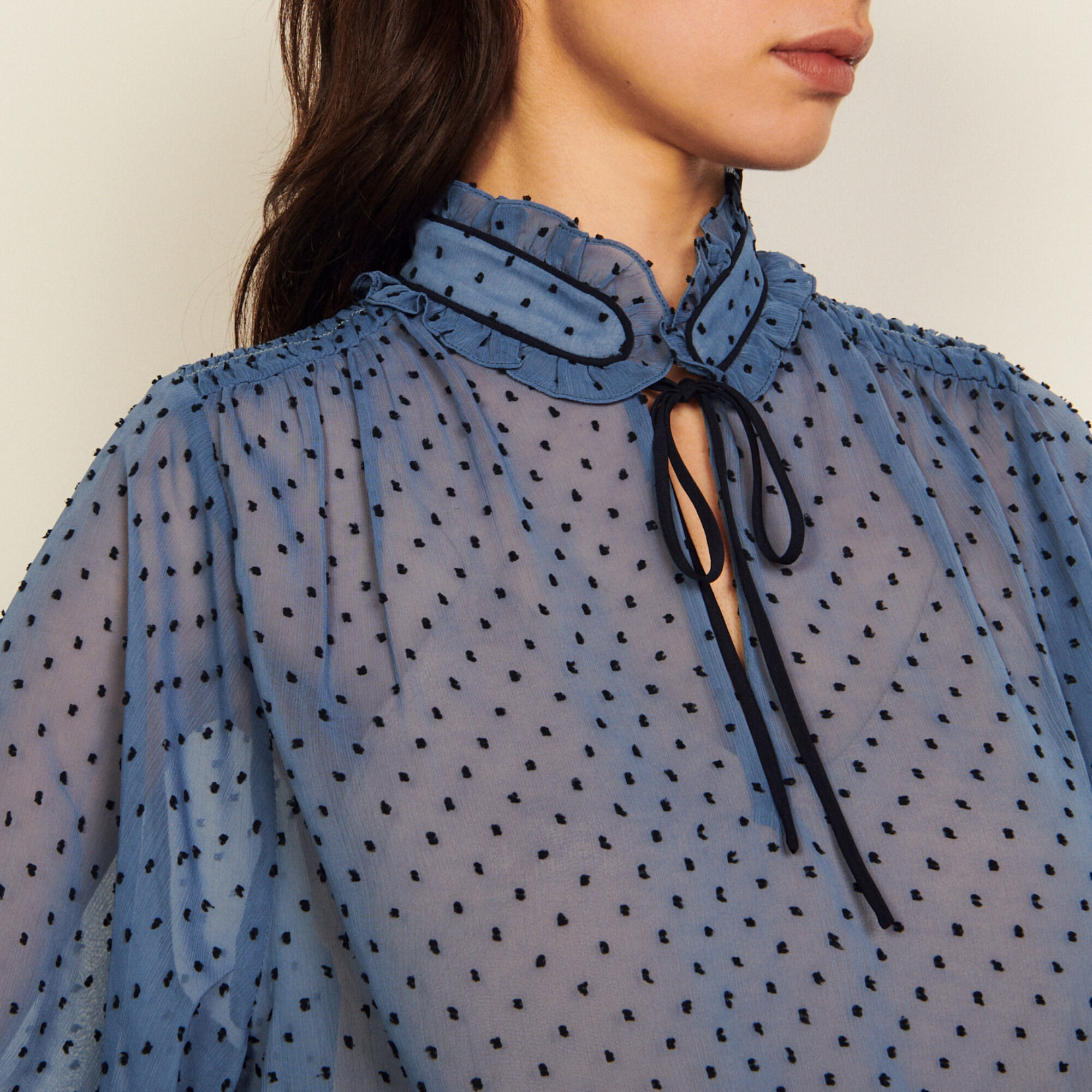 Dotted Swiss high-neck top Select a size and Login to add to Wish list