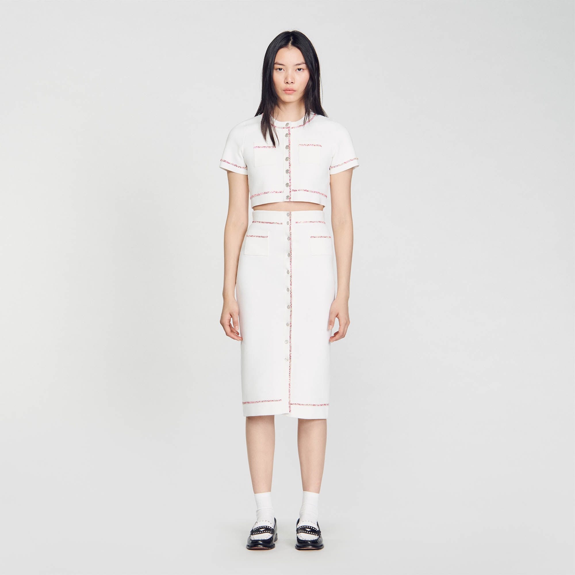 Sandro nooda hotsell leather midi skirt
