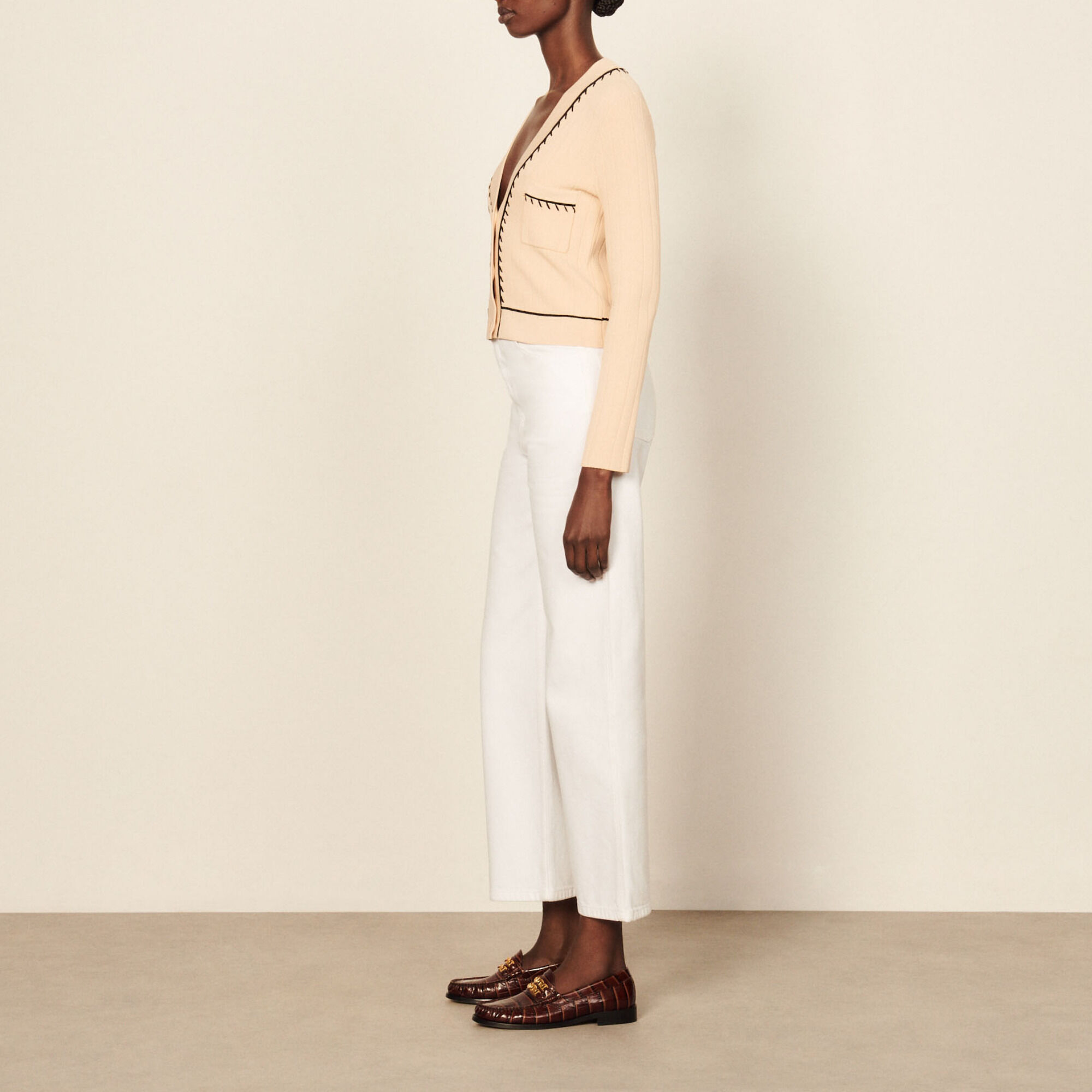 Sandro cardigan with outlet contrasting slogan