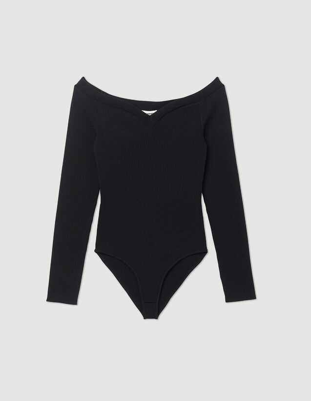 Sandro Knit bodysuit with sweetheart neck. 2