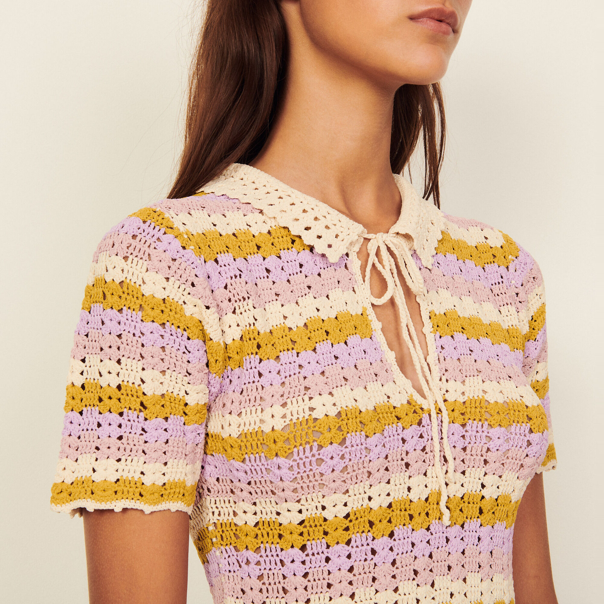 Multicoloured Crochet Polo Dress Dresses Sandro Paris