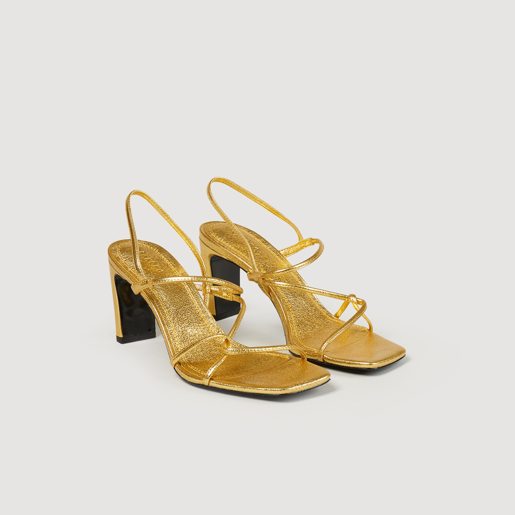 Gold leather deals sandals heels