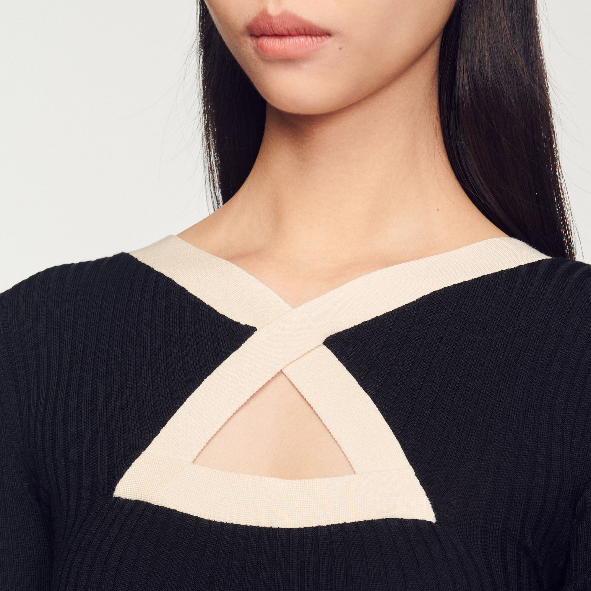 サンドロ・Sandro】Knit bodysuit with sweetheart neck - llk.com.br
