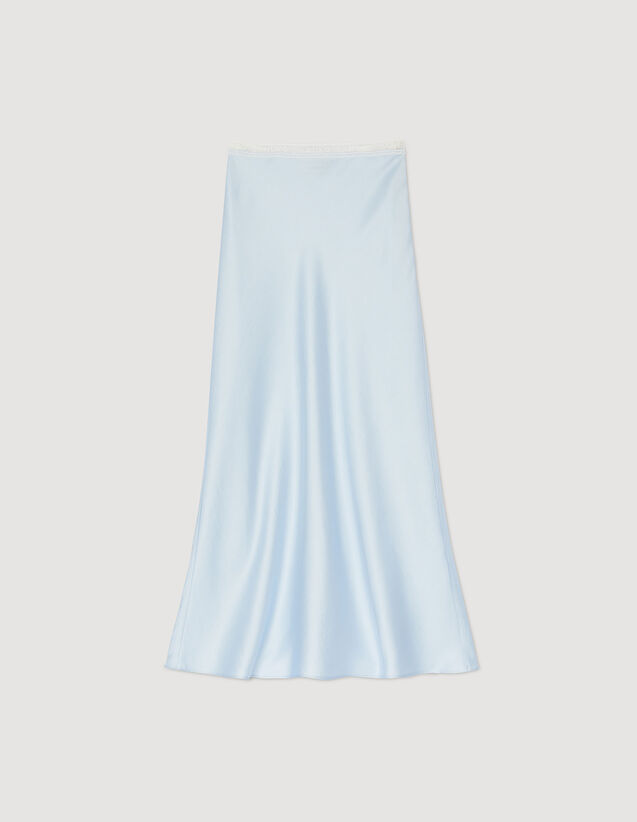 Long satin-effect skirt Sky Blue US_Womens
