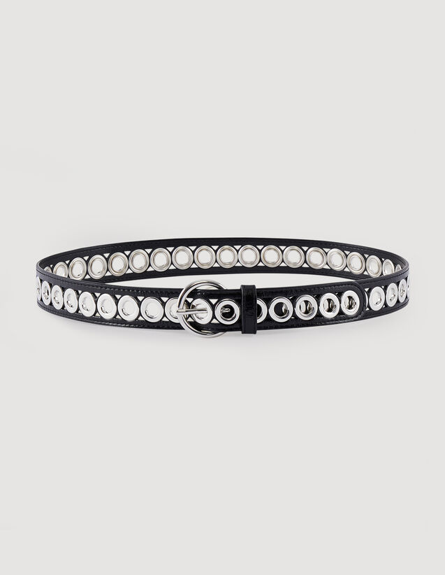 Adelia Belt with round buckle and eyelets - Belts | Sandro Paris