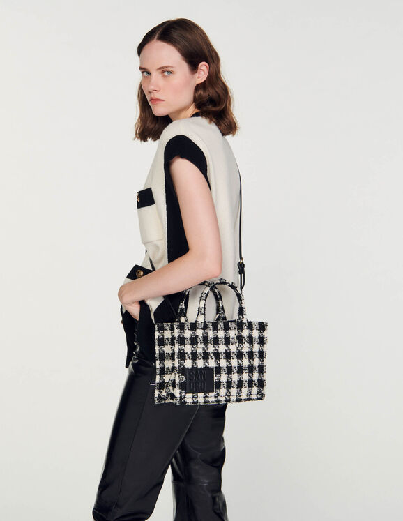 Small Shoulder Bag - Black/houndstooth-patterned - Ladies