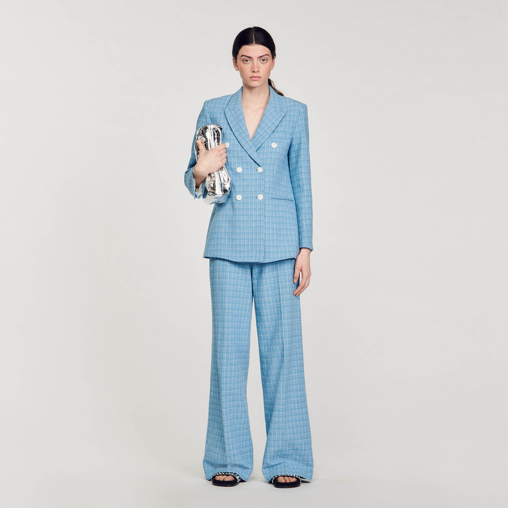 Blue tweed suit discount womens