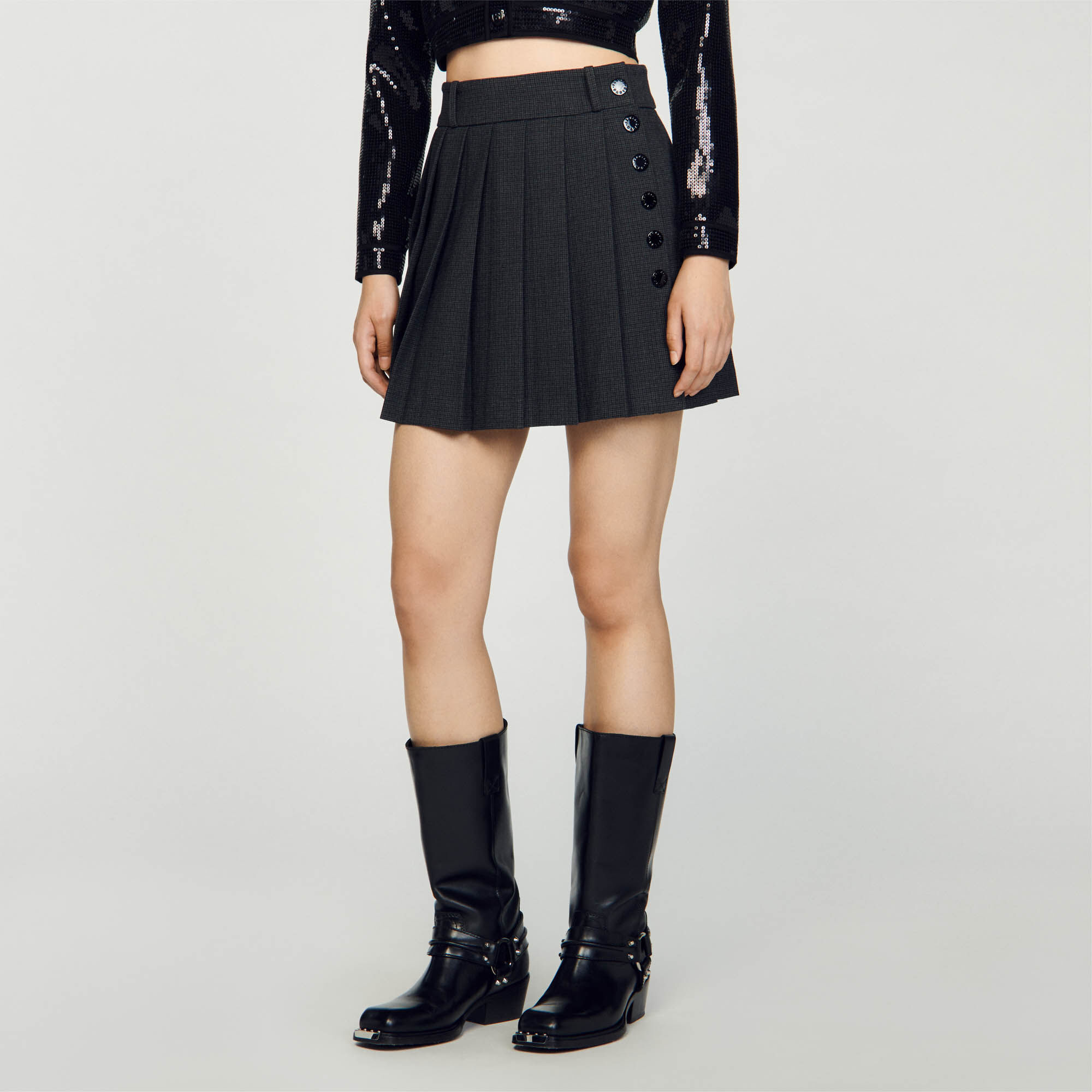 Ashly Checked mini skirt Skirts Sandro Paris