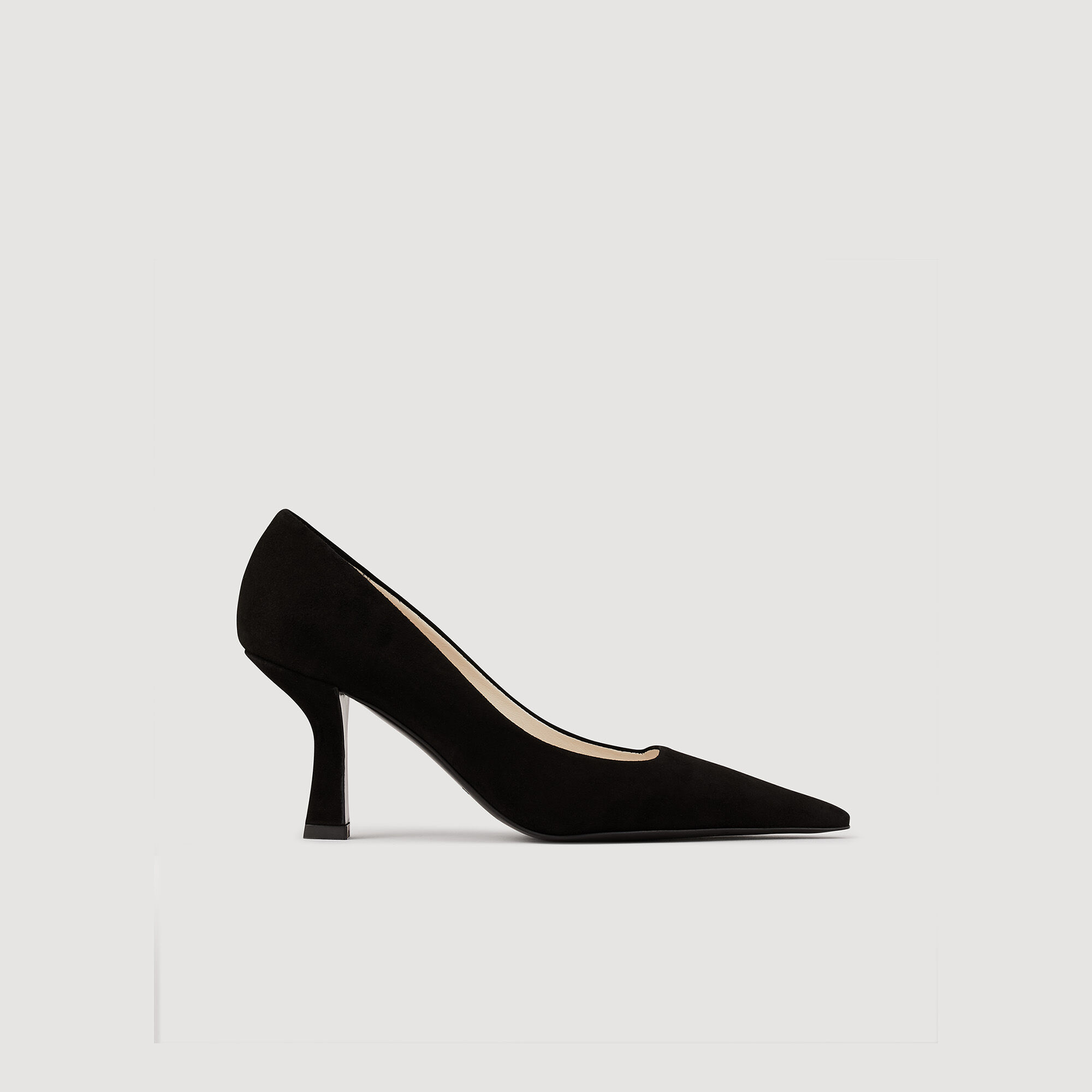 Black Suedette Pointed Stiletto Heel Court Shoes | New Look