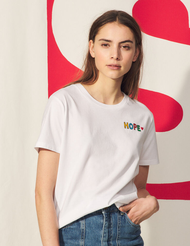 Sandro Embroidered T-shirt in organic cotton. 1