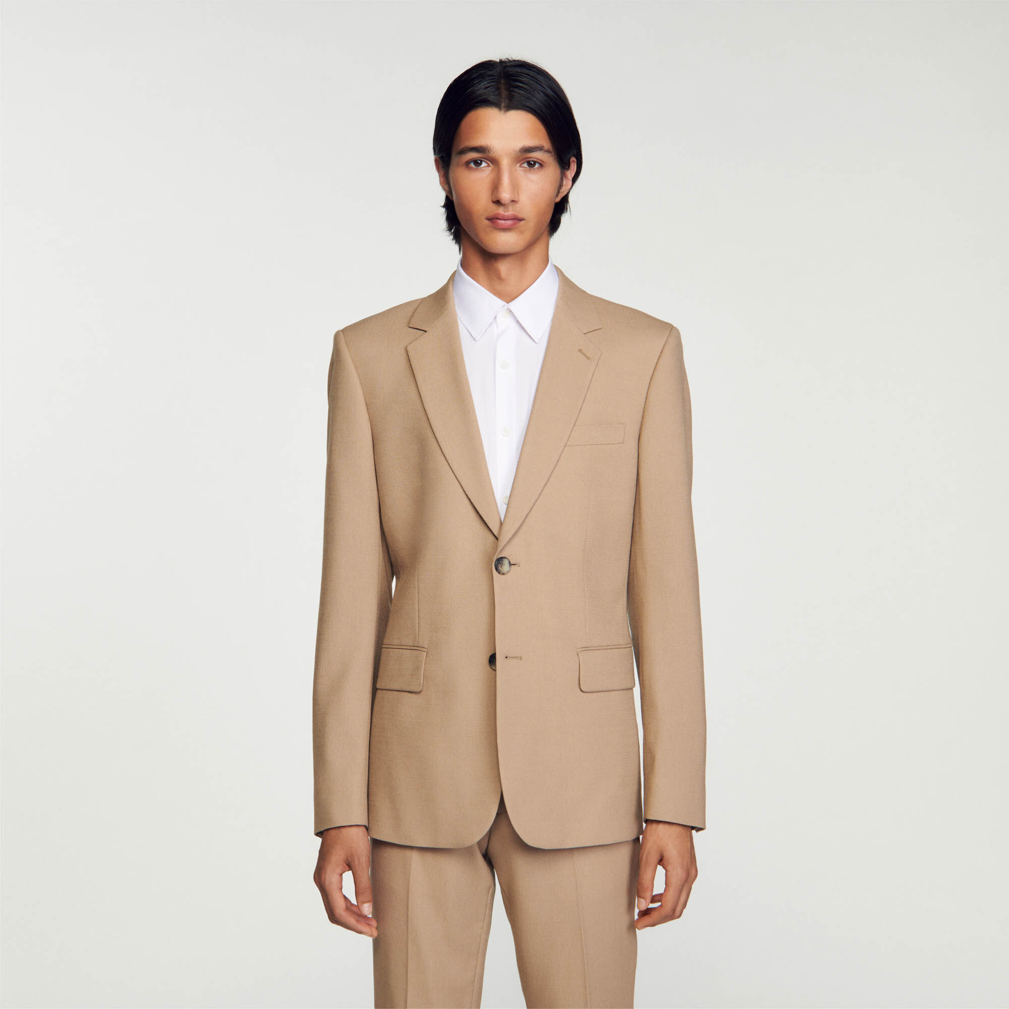 Beige Wool suit jacket - Suits & Blazers | Sandro Paris