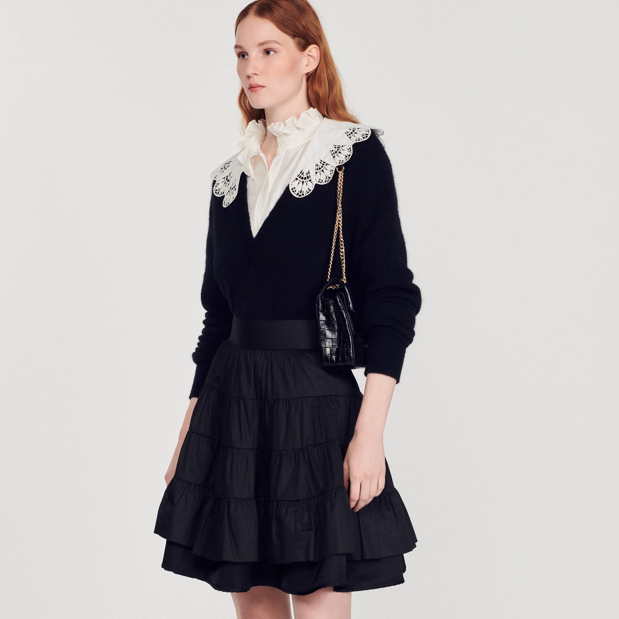 Fanfan Short dual-material skirt - Skirts | Sandro Paris