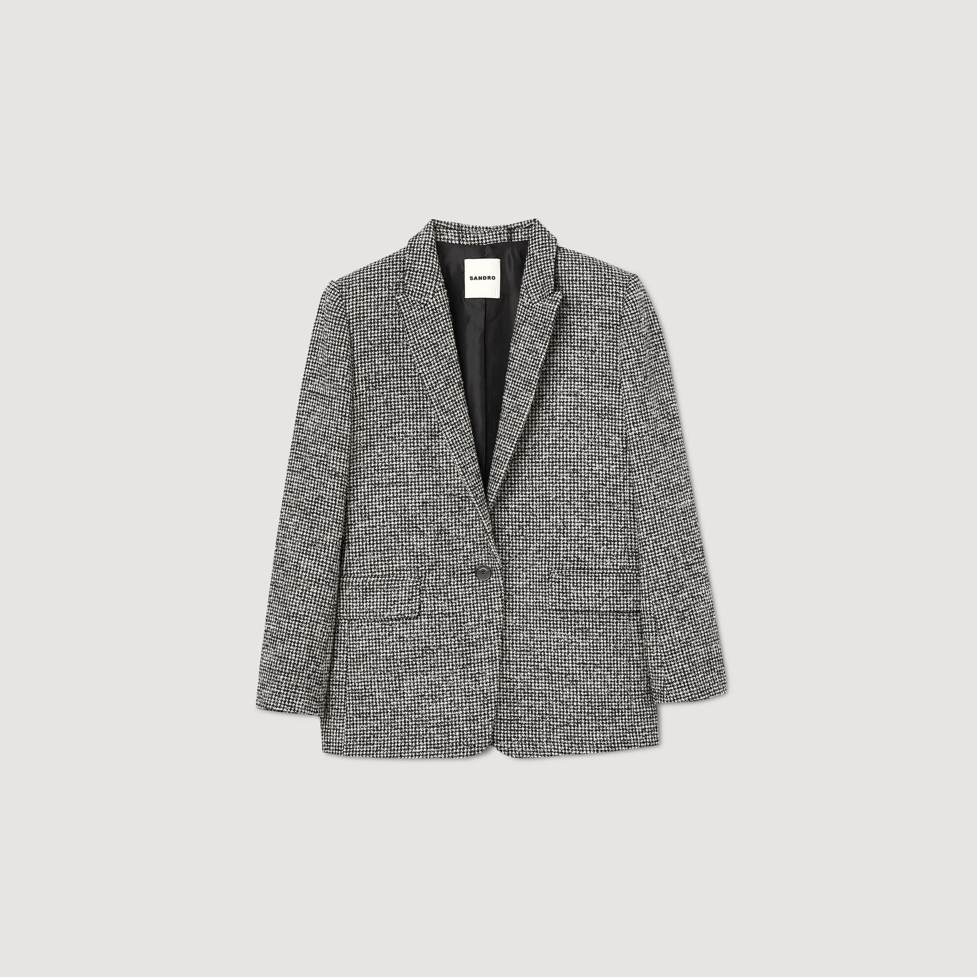 Black and white women's houndstooth blazer top