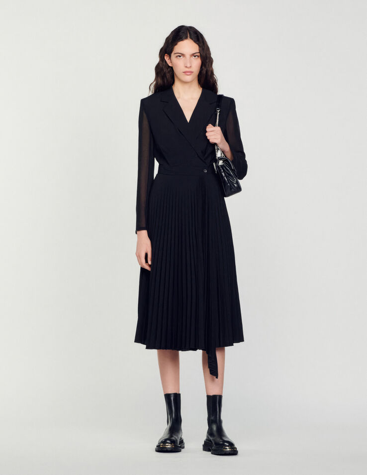 Sandro Dual-material long-sleeved dress Login to add to Wish list. 2
