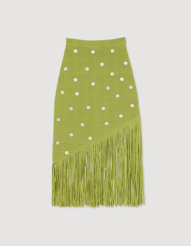 Sandro Fringed knit skirt Login to add to Wish list. 2