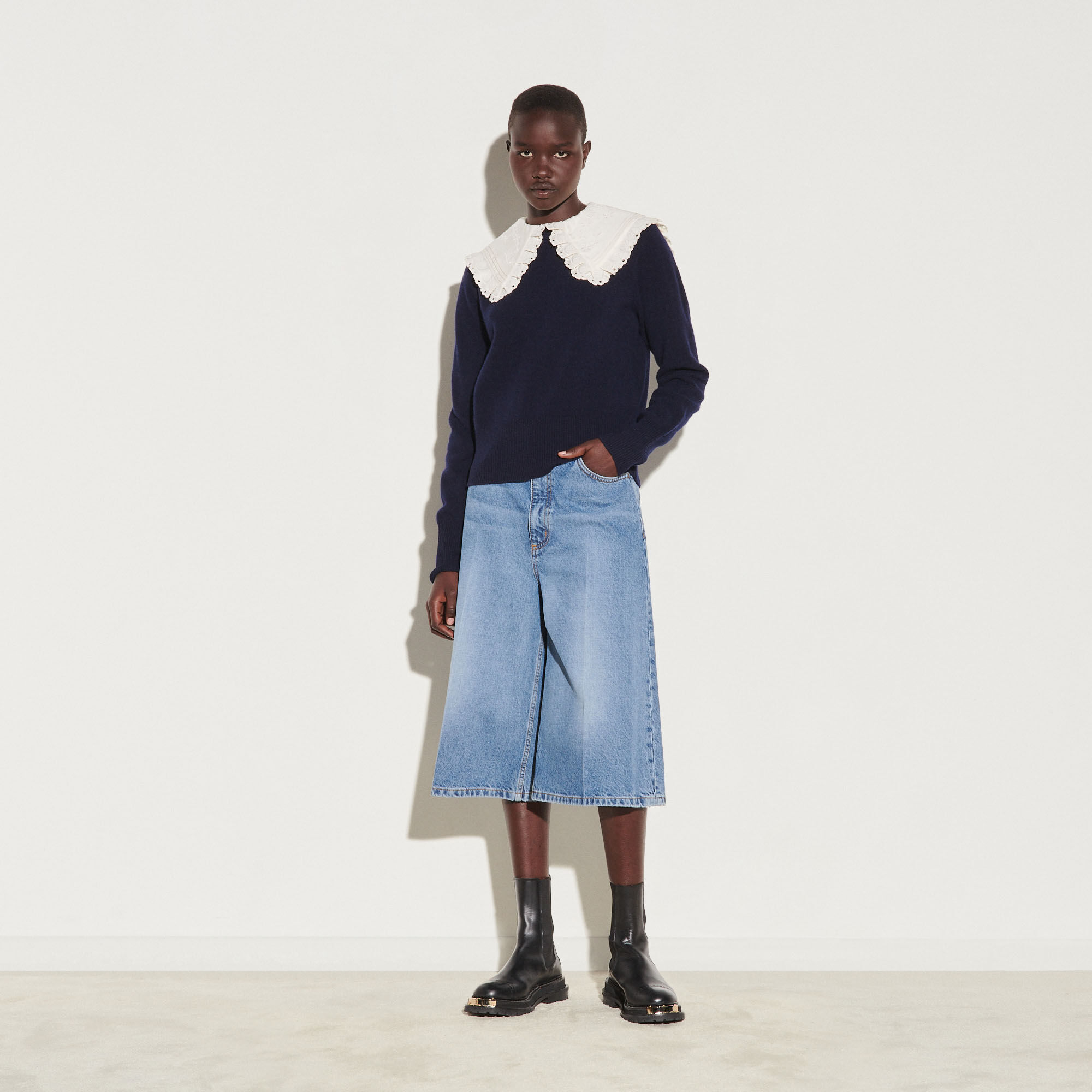 Sandro embroidered collar sweater clearance