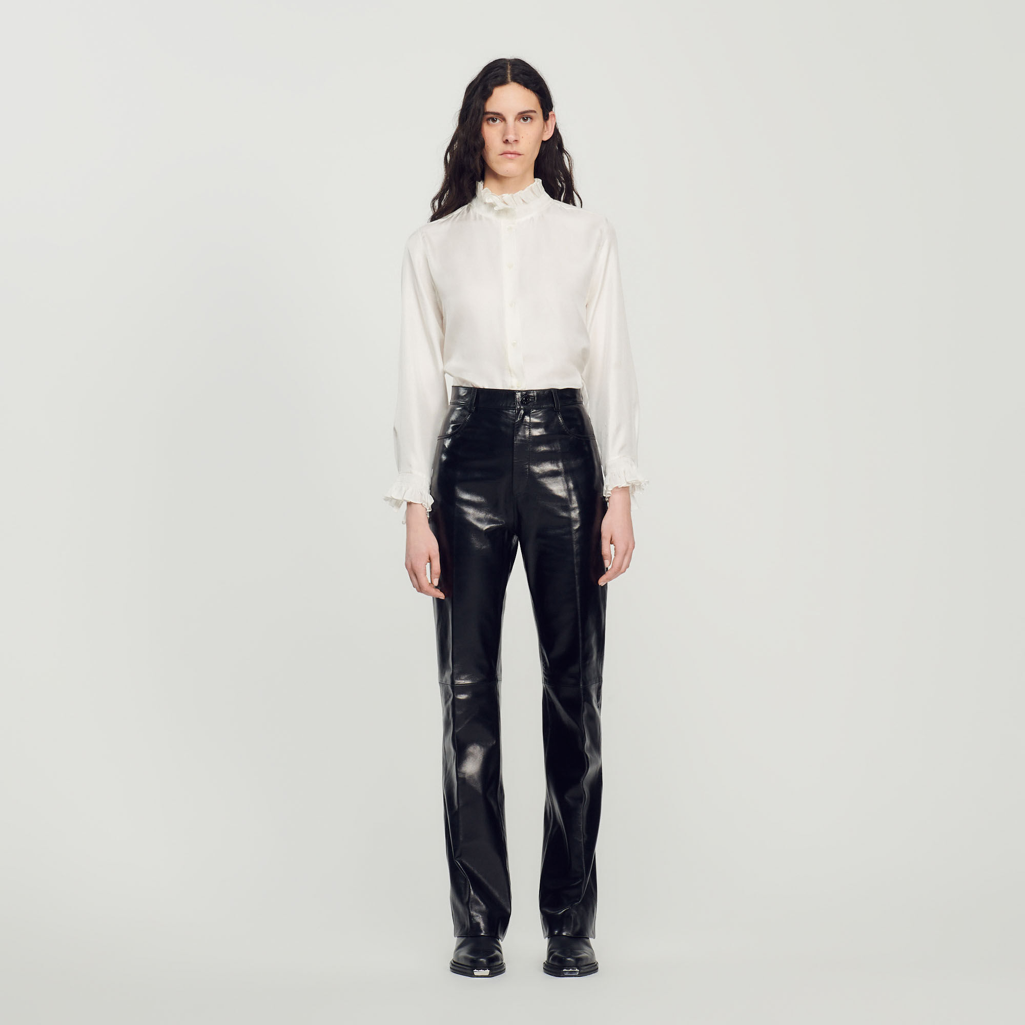 Pantalon cuir sales sandro