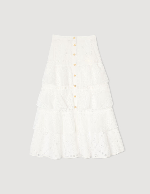 Broderie anglaise long skirt white US_Womens