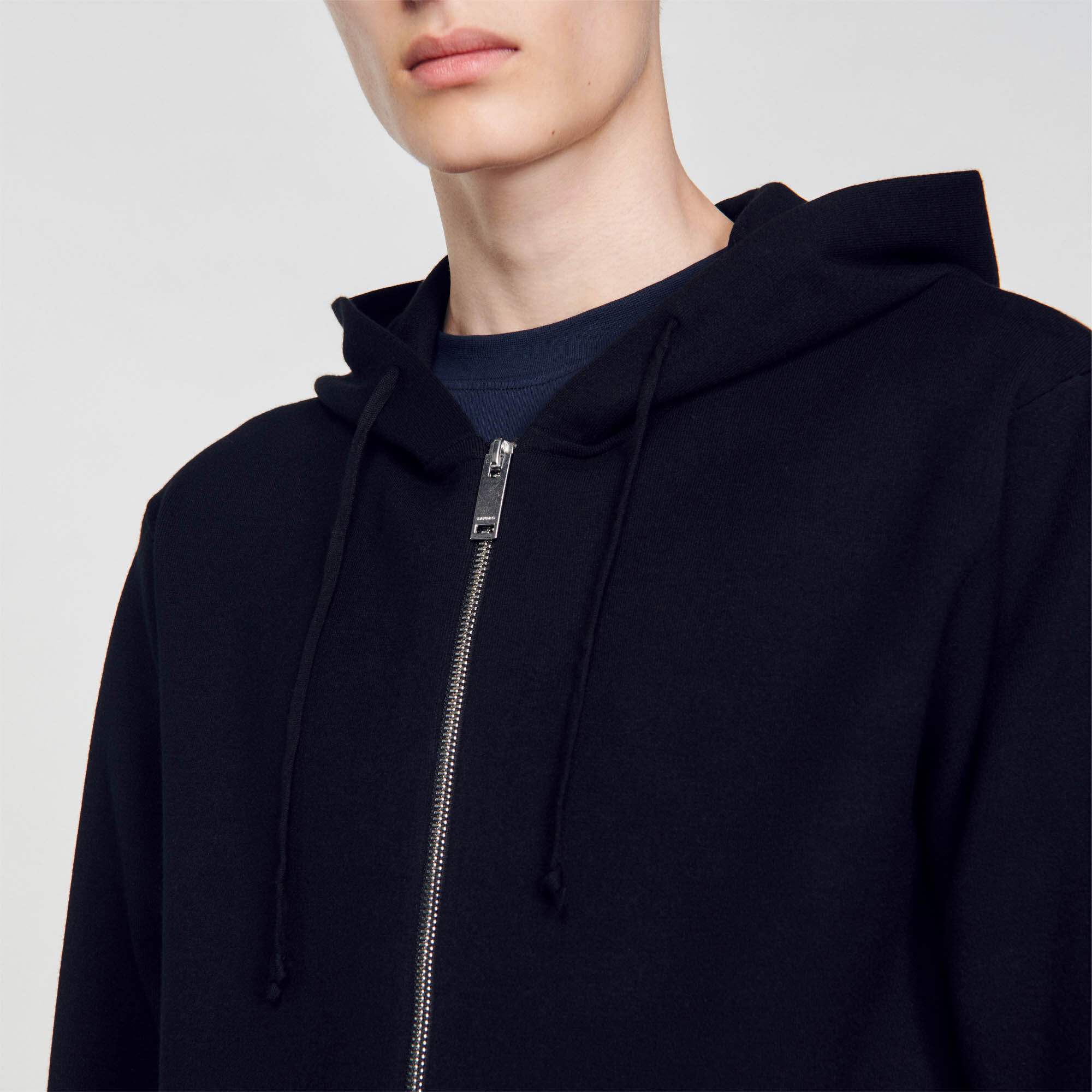 Patch En Cuir Sweat Hoodie Sweaters Cardigans Sandro Paris