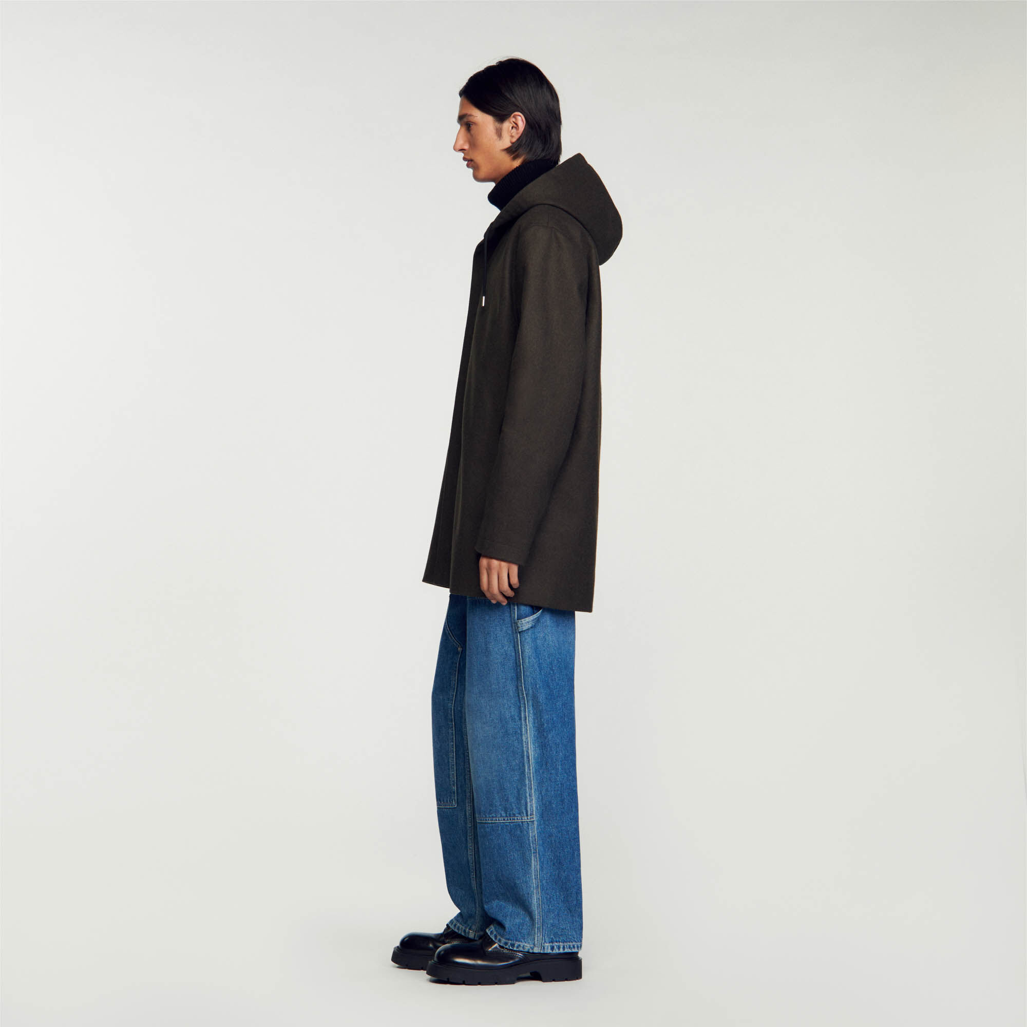 Sandro hooded hot sale wool cloth coat