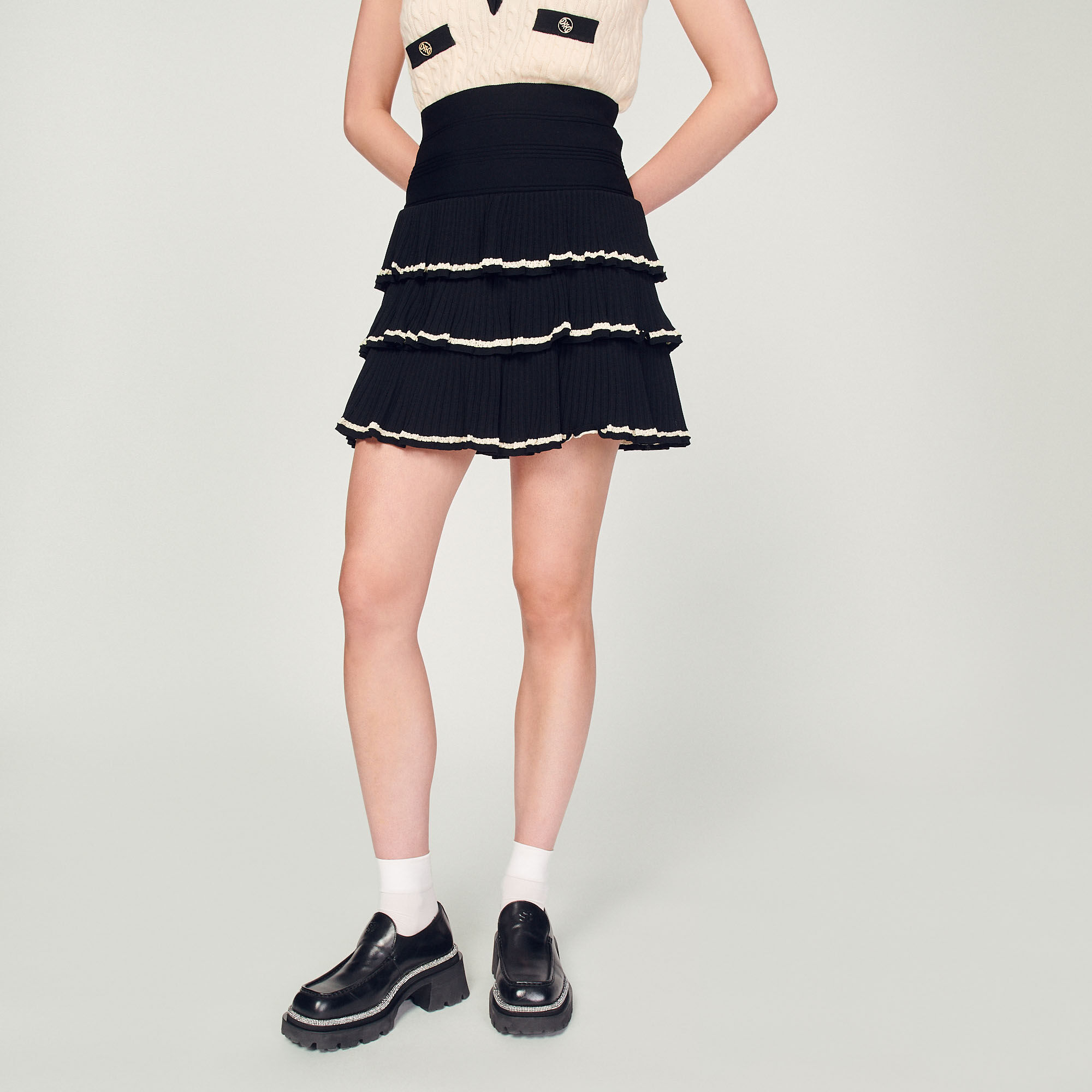Camia Ruffled knit skirt Sandro Paris