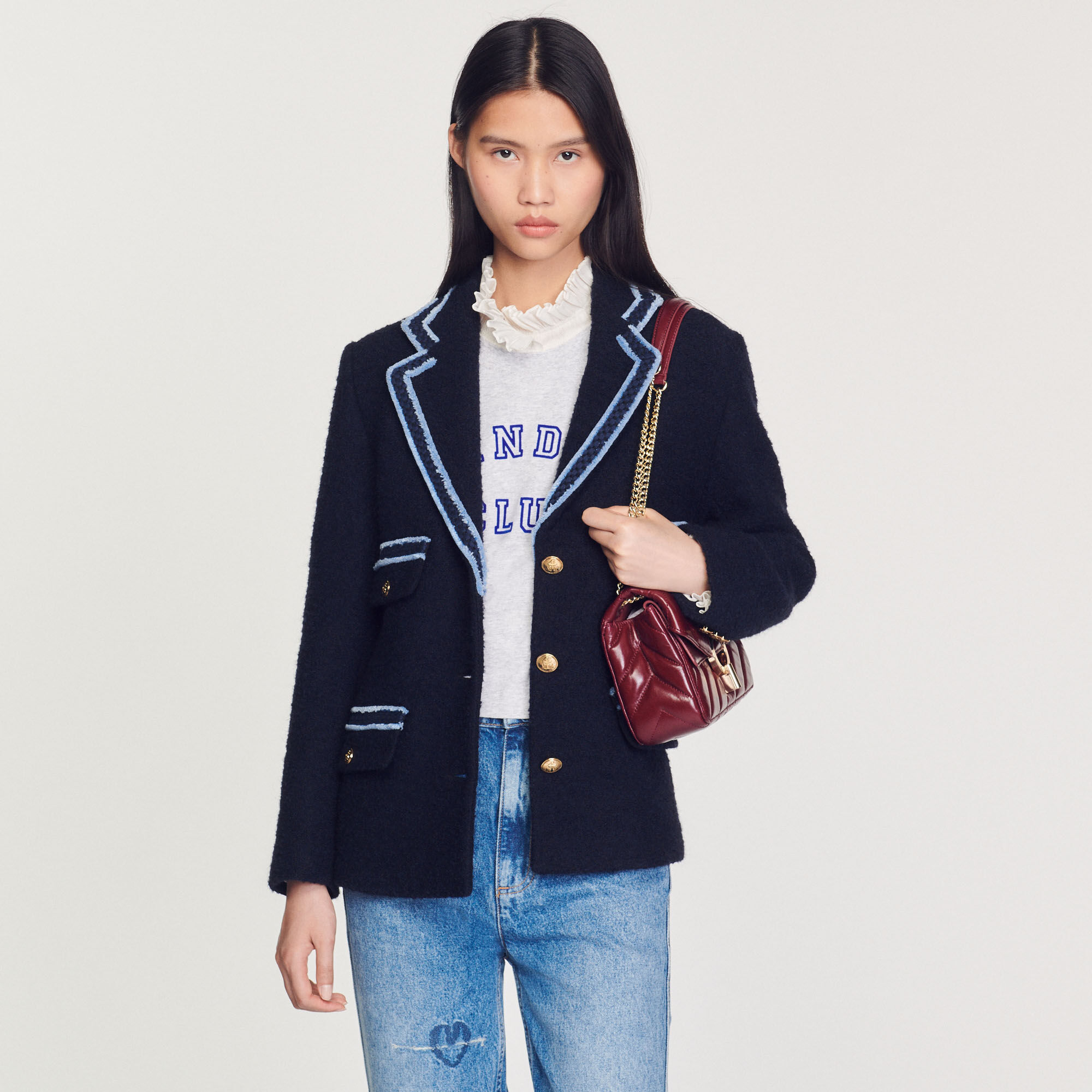 Cropped tweed jacket - Jackets & Blazers | Sandro Paris