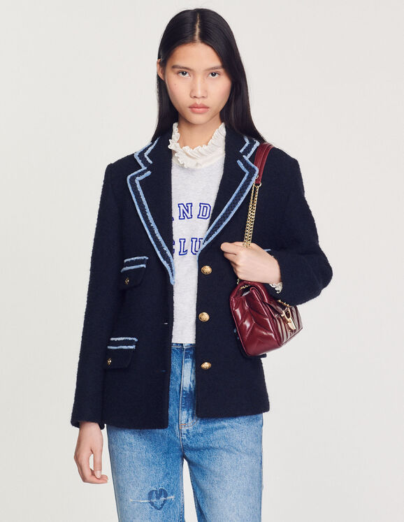 Tweed jacket with contrasting trim - Jackets & Blazers | Sandro Paris