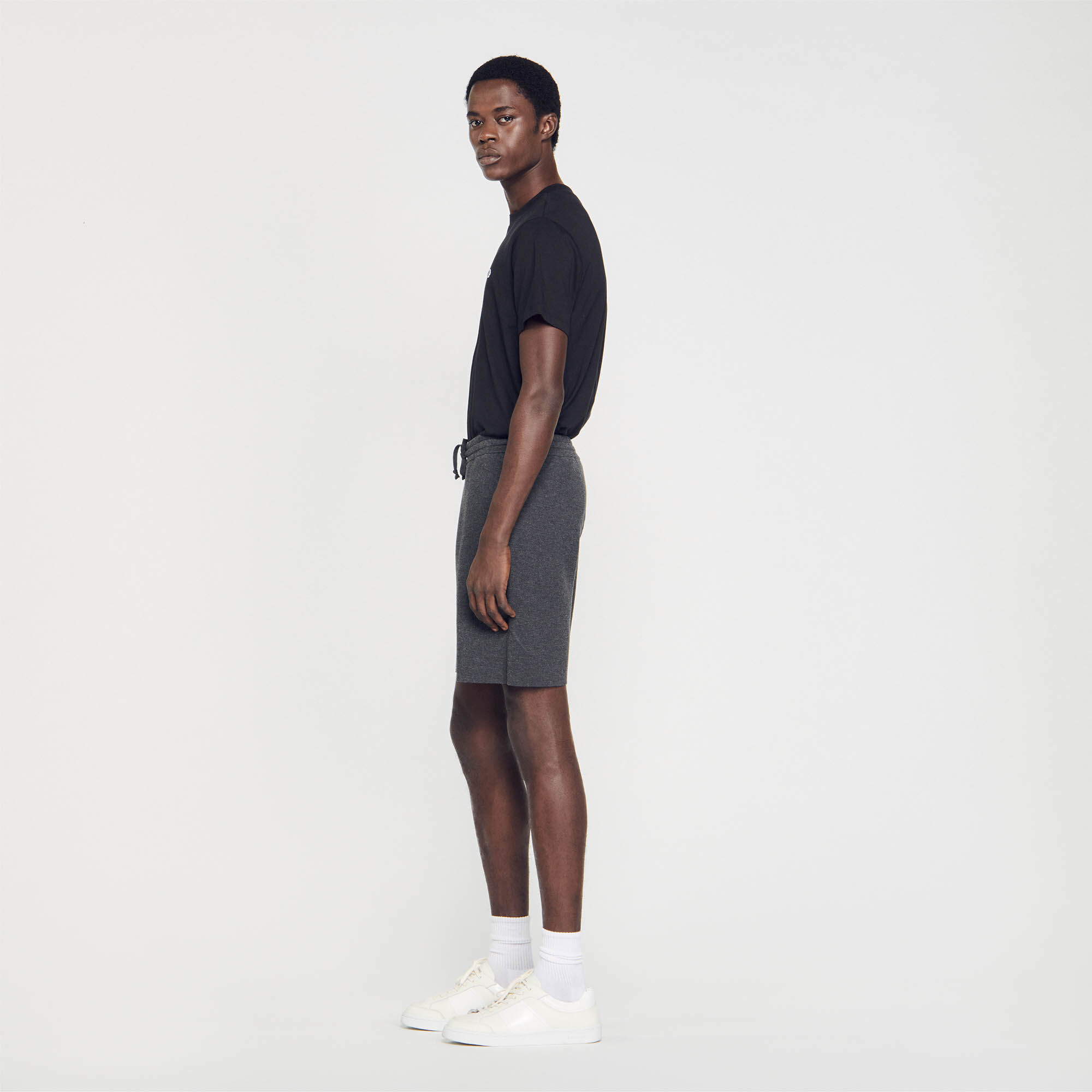 Short Patch En Cuir Jersey shorts Sandro Paris