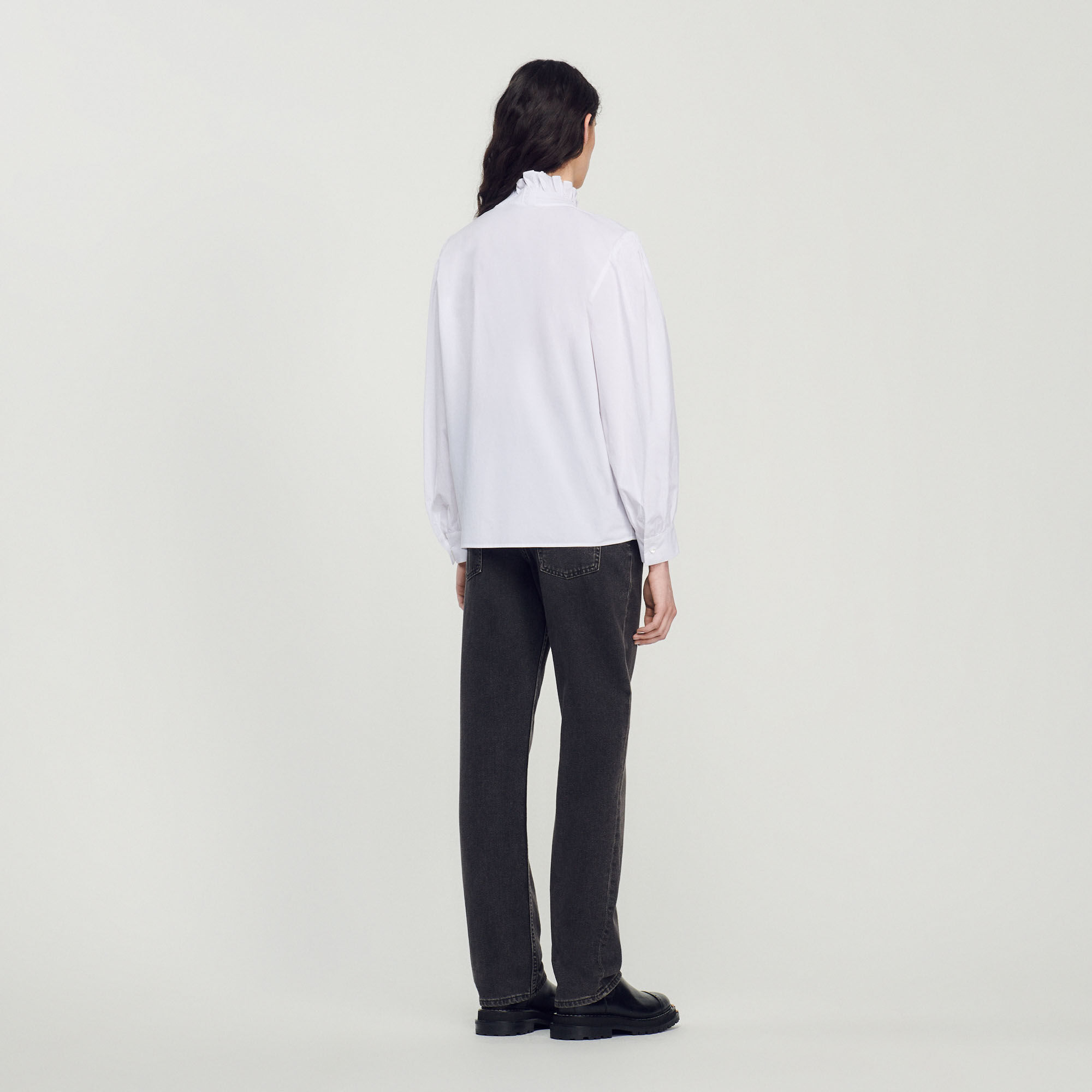 Men Japanese Casual Loose Cotton Linen 3/4 Sleeve Shirt Stand Collar Blouse  Top