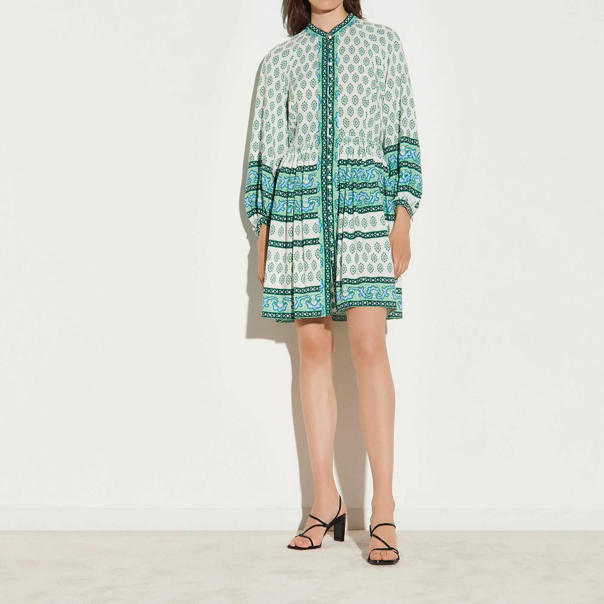 sandro printed shirt dress