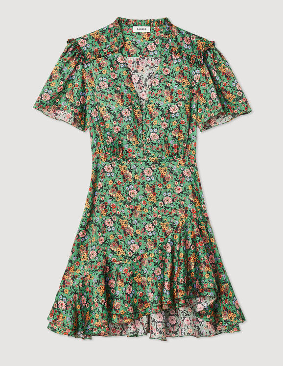 Sandro Short-sleeved dress with floral print