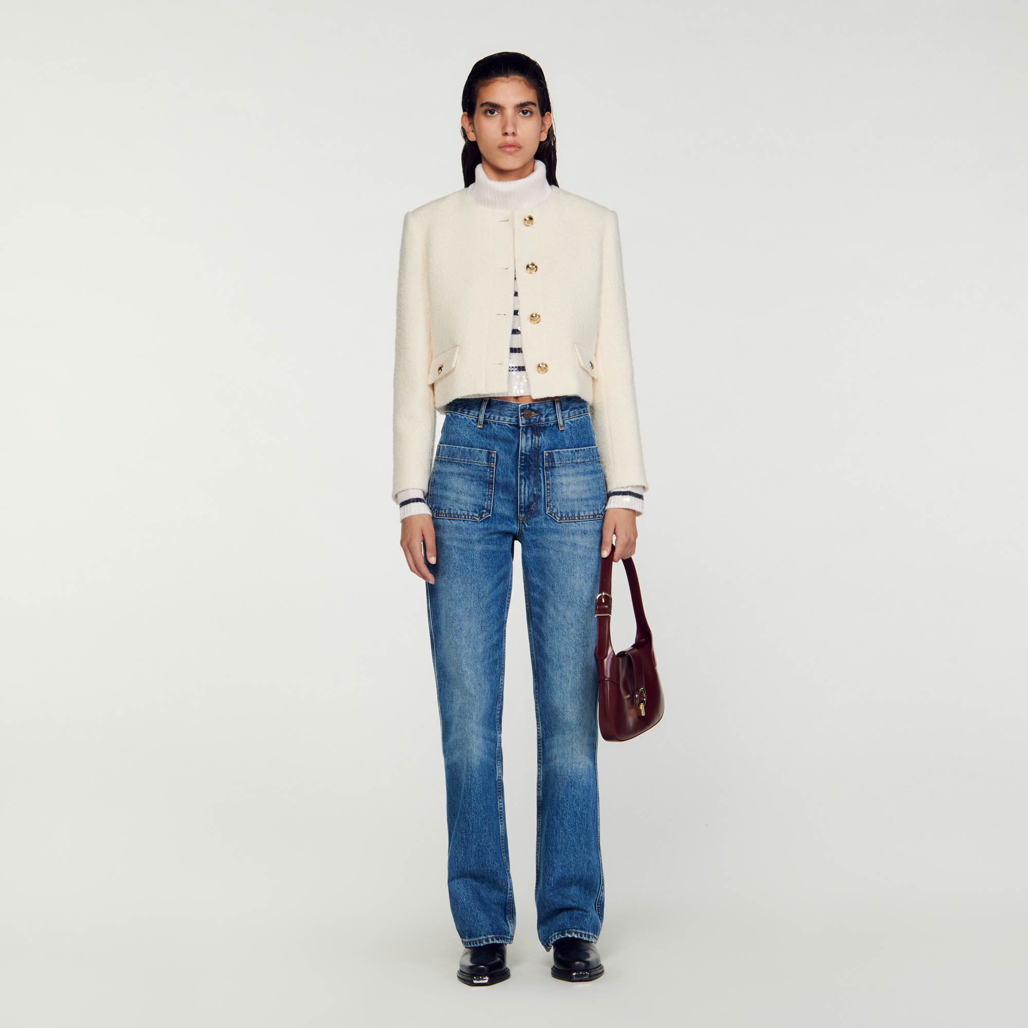 Walle Cropped boucl wool jacket Jackets Blazers Sandro Paris