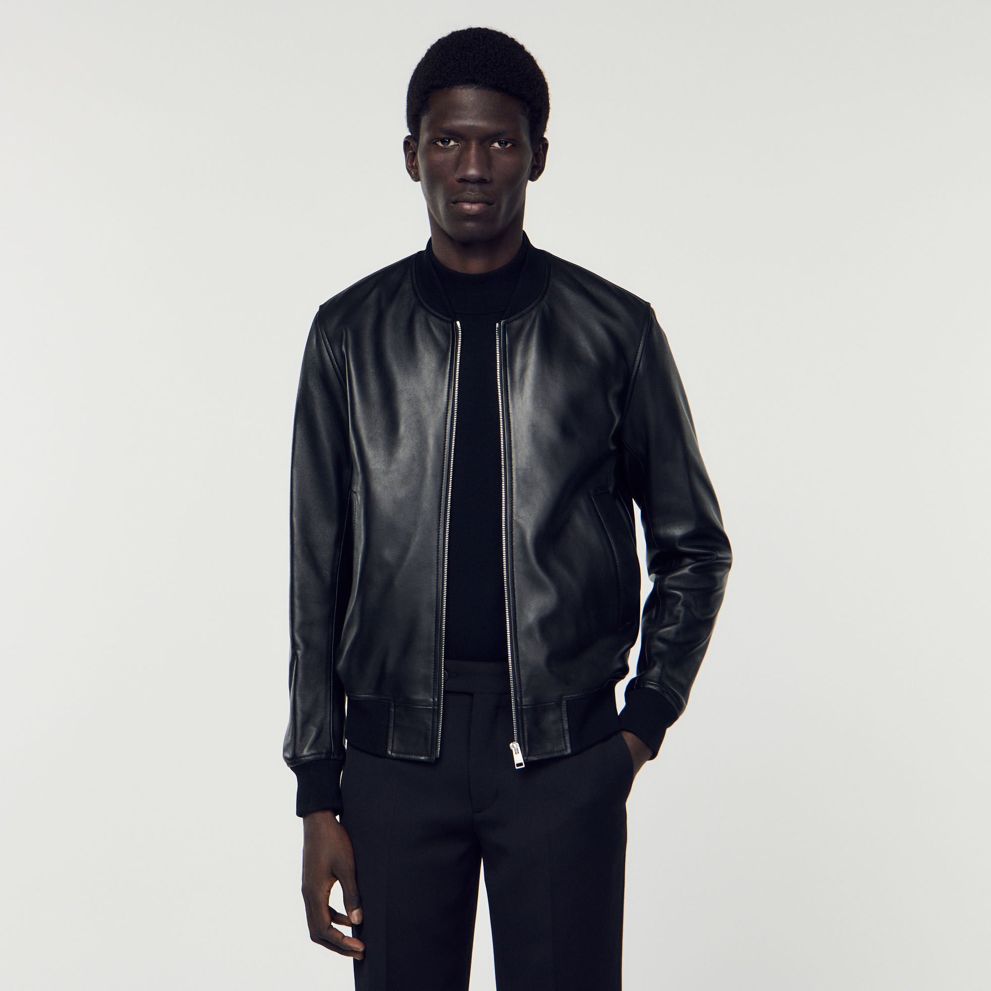 Sandro leather jacket mens shop
