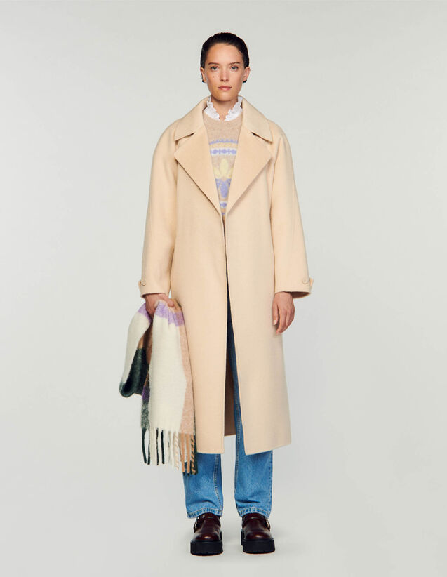 Double-breasted wool trench coat Beige US_Womens