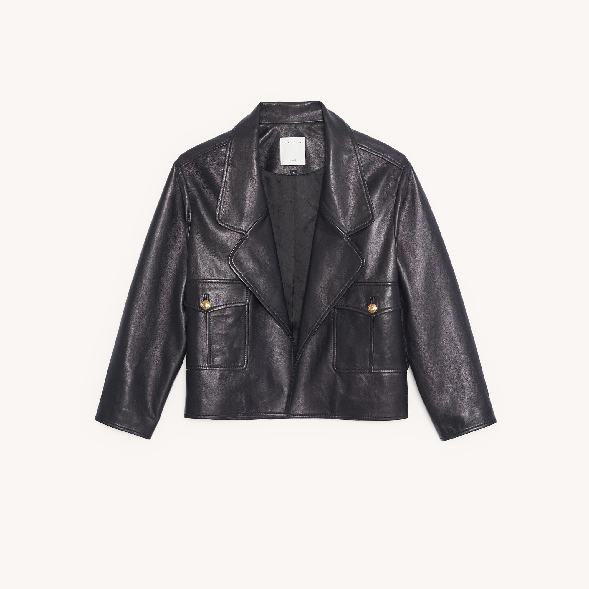 black leather jacket short