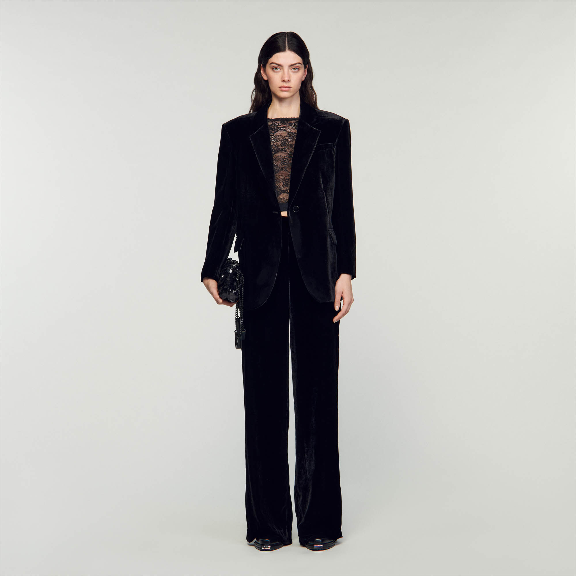 Sandro velvet deals padded jacket