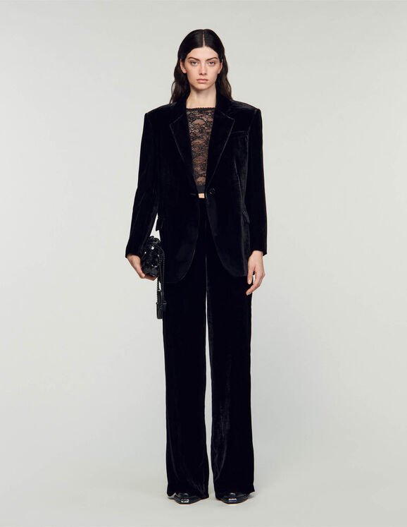 Velvet suit jacket Black US_Womens