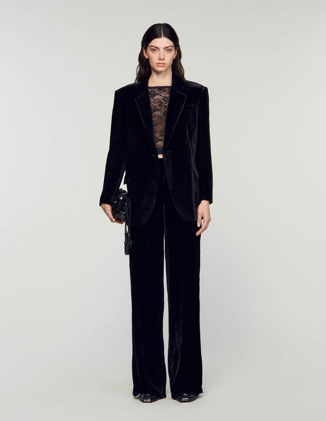 Velvet suit jacket Black US_Womens