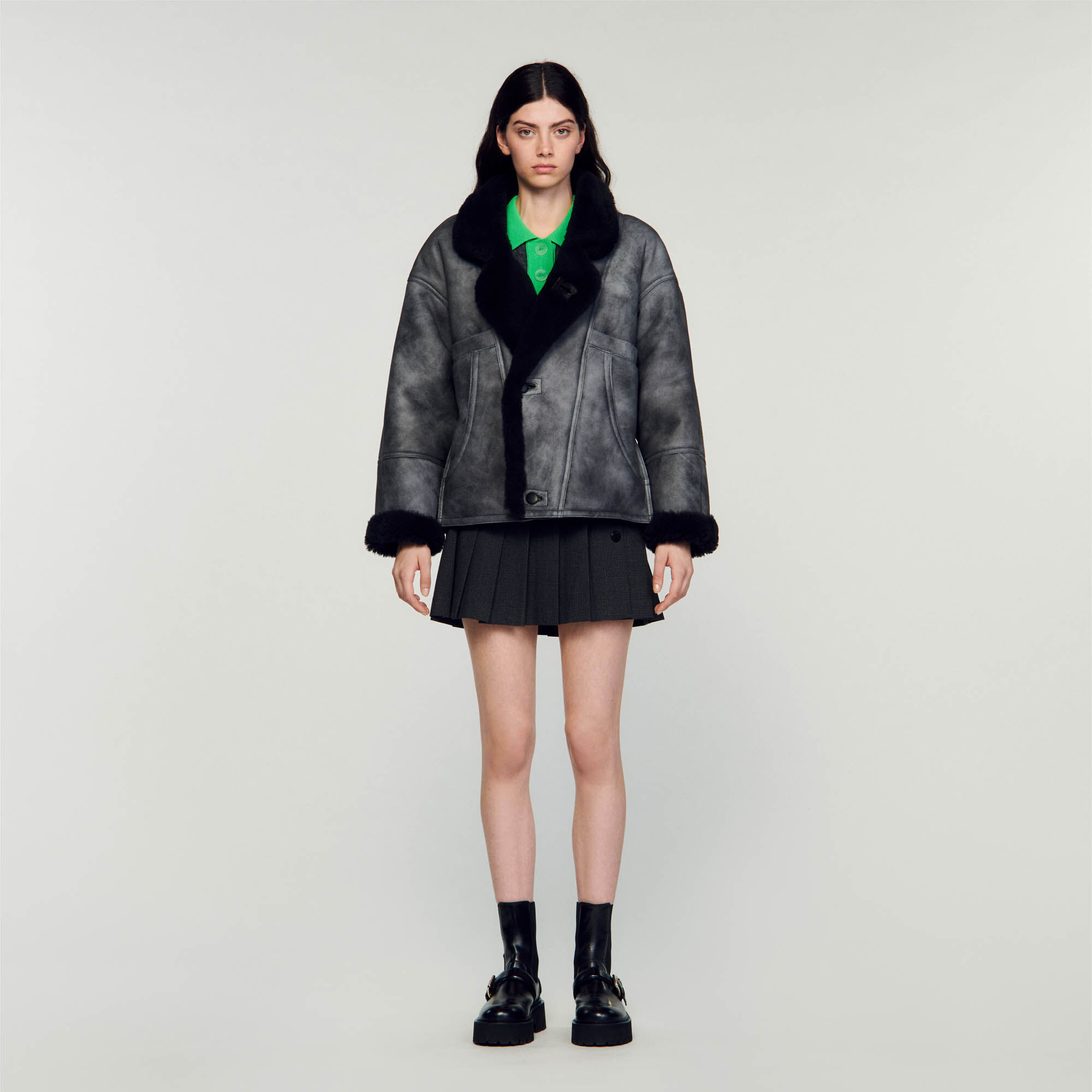 Sandro cropped 2025 sheepskin jacket